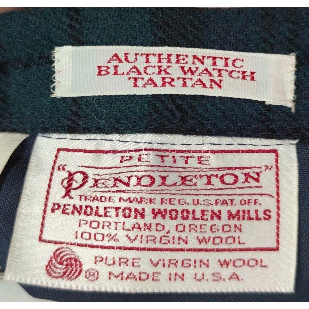 Vtg Pendleton Wool Skirt Blackwatch Tartan Plaid USA Tagged 8 Navy Green Classic - Picture 8 of 9
